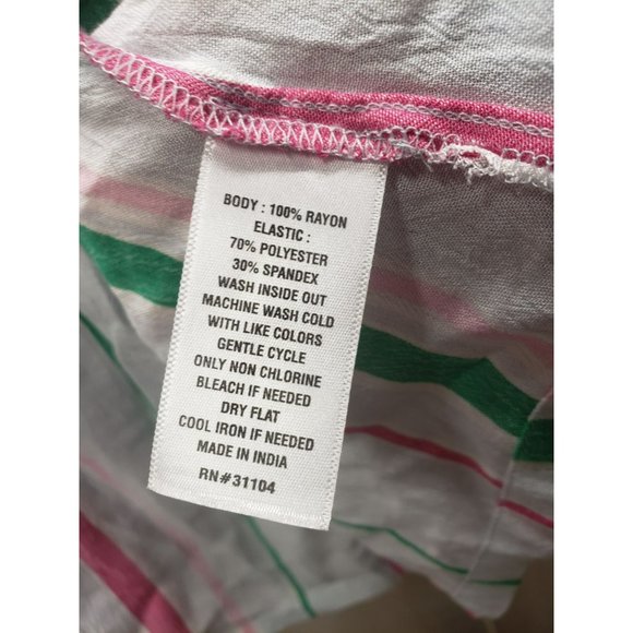 Crown & Ivy Striped Peasant Blouse, Stretchy Smocked Bodice, Plus Size 4X, Rayon - Picture 5 of 7